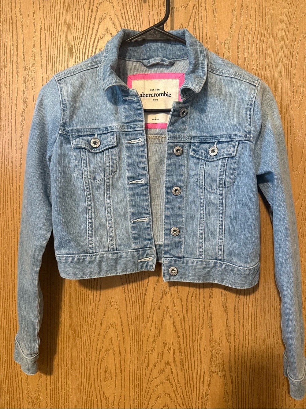 Abercrombie & Fitch Kids Light Blue Cropped Denim Jacket